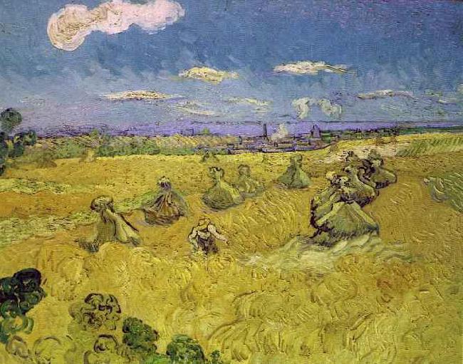 Vincent Van Gogh Wheat Stacks with Reaper